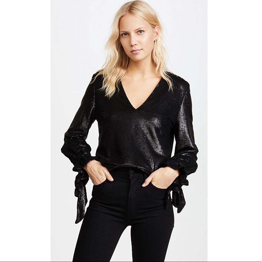 C/MEO Collective Black Beaded Top #W0005